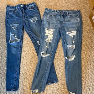 Distressed Blue Jeans for Women American eagle Size 4